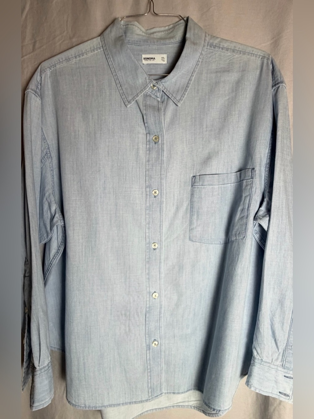 Sonoma Light Blue Unisex Casual Button-Down Shirt XXL